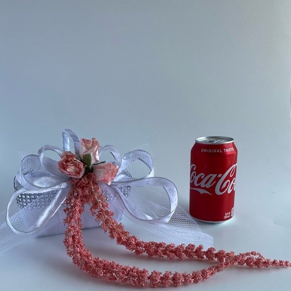 Handmade Coral Pink Flower Girl Basket - Picture 9 of 14